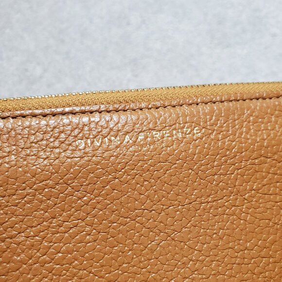 DIVINA FIRENZE Italian Leather Zip Around Wallet Pebble Mustard Gold 7.75 x 3.75 - Picture 2 of 12